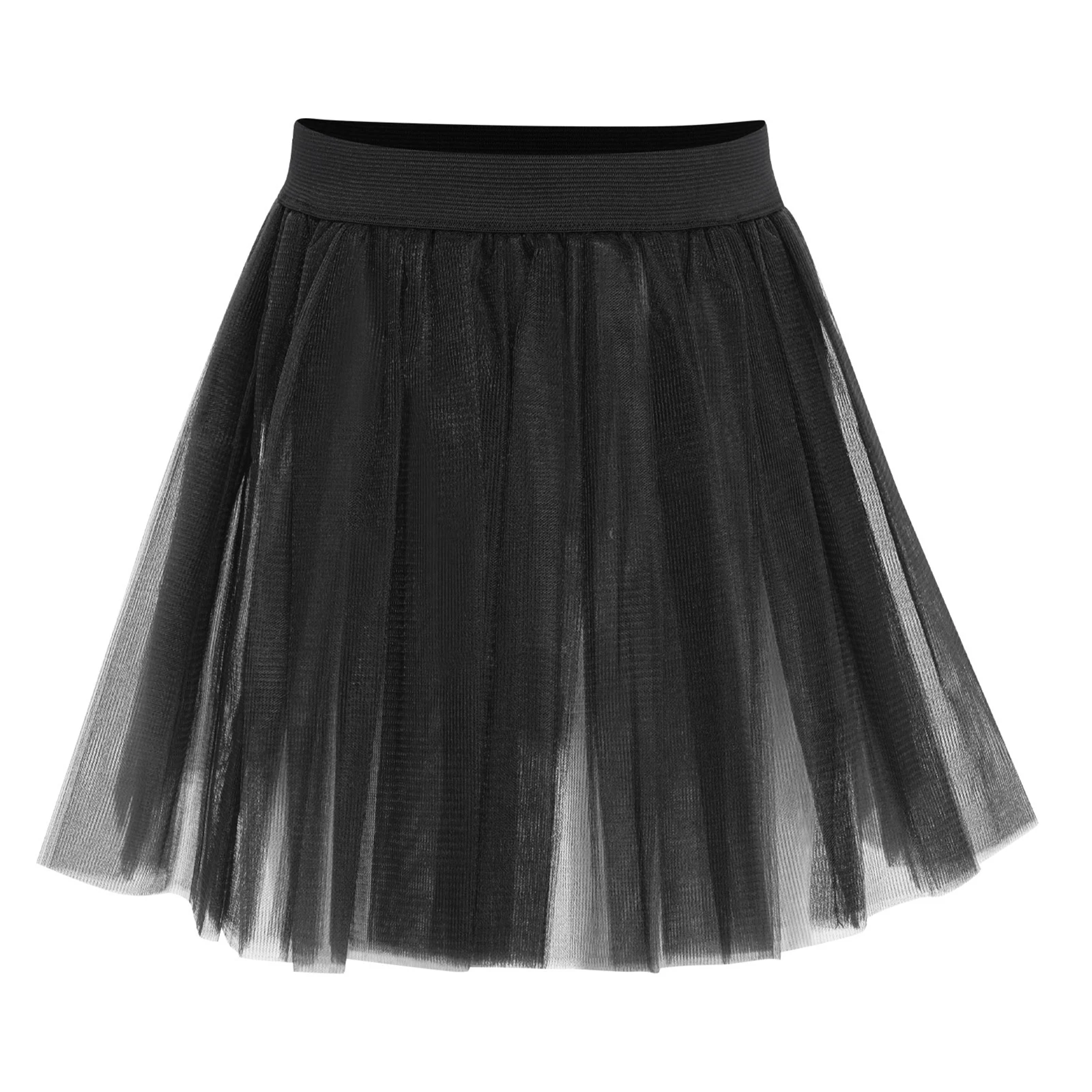 

Kids Girls Ballet Skirt Solid Color Elastic Waist 3-Layer Tulle Tutu Skirt for Birthday Theme Party Ballroom Dance Performance