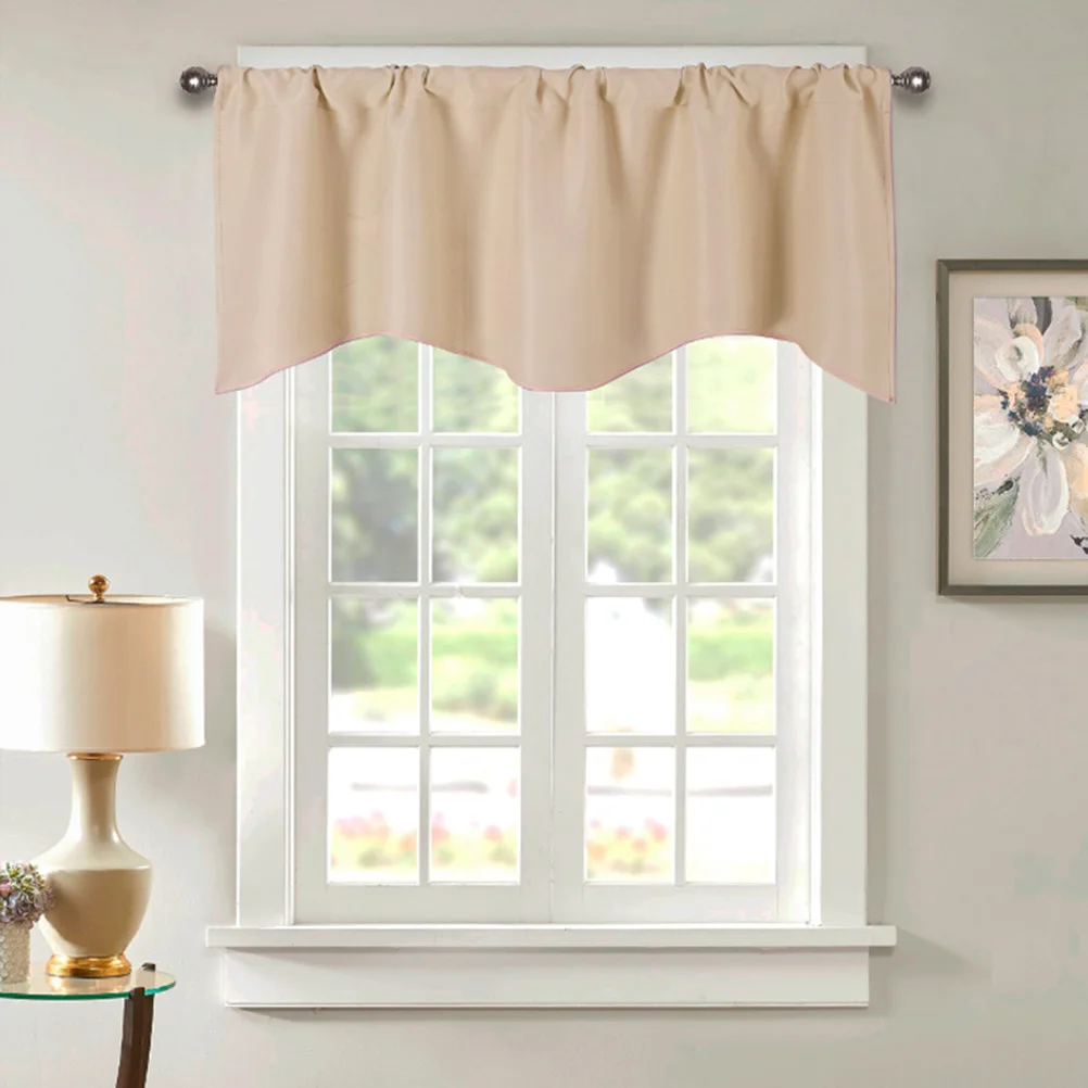 Krótkie zasłony zaciemniające premium na drzwi kuchenne lub okno, beżowe, nowoczesny, prosty design, dekoracja do domu, hotelu, salonu, sypialni.