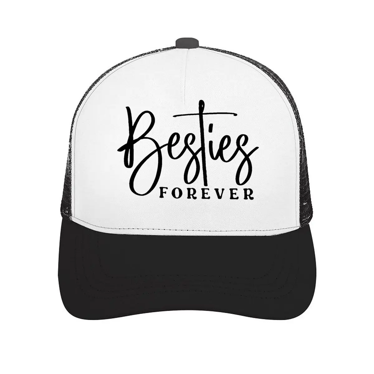 Besties Forever Friendship Script Lettering Design Mesh Baseball Cap Casual Hat For Womens Unisex Female