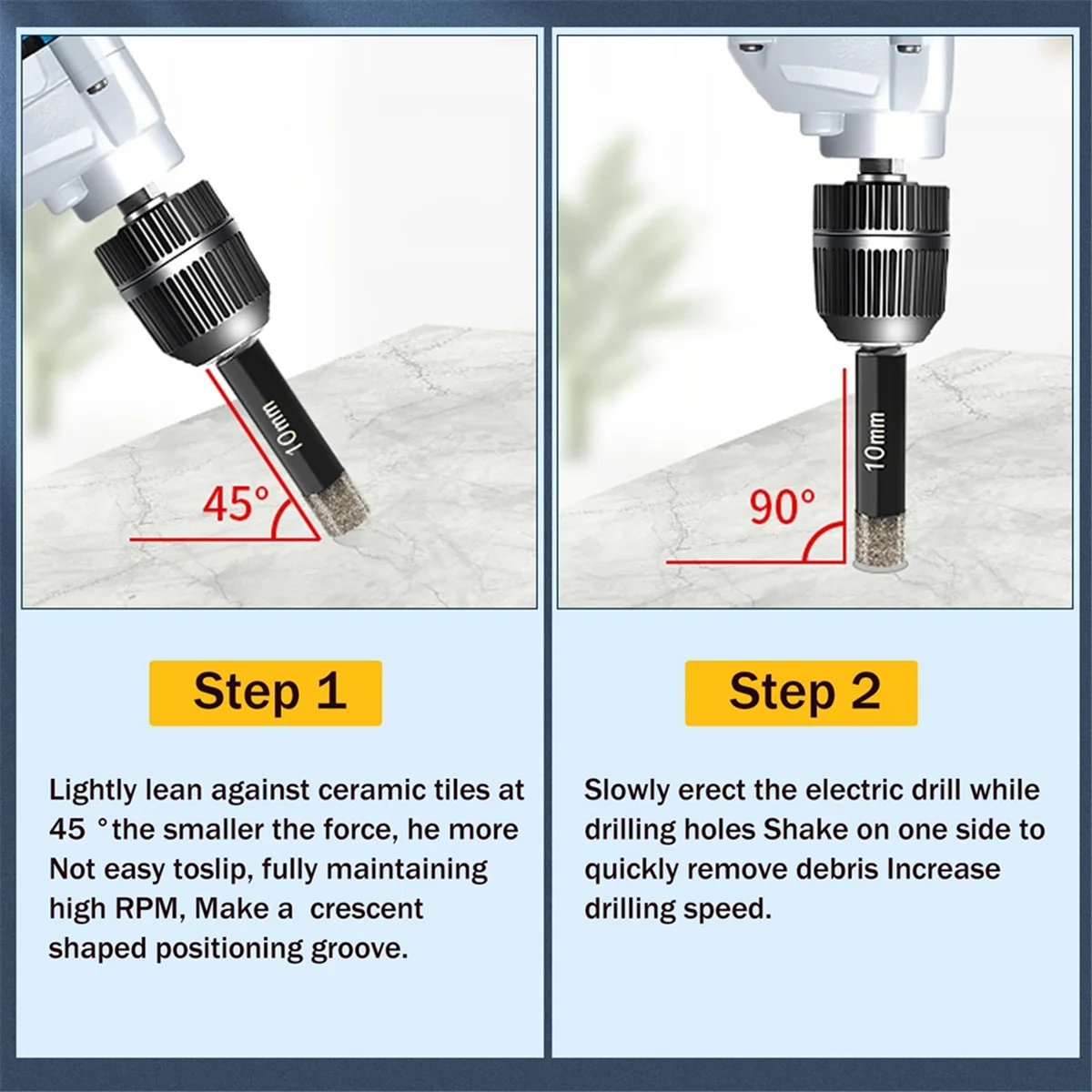 11Pcs Diamond Drill Bits Set for Ceramic Marble Tile Stone Glass Porcelain Hard Materials for Core Fast Dry Drilling