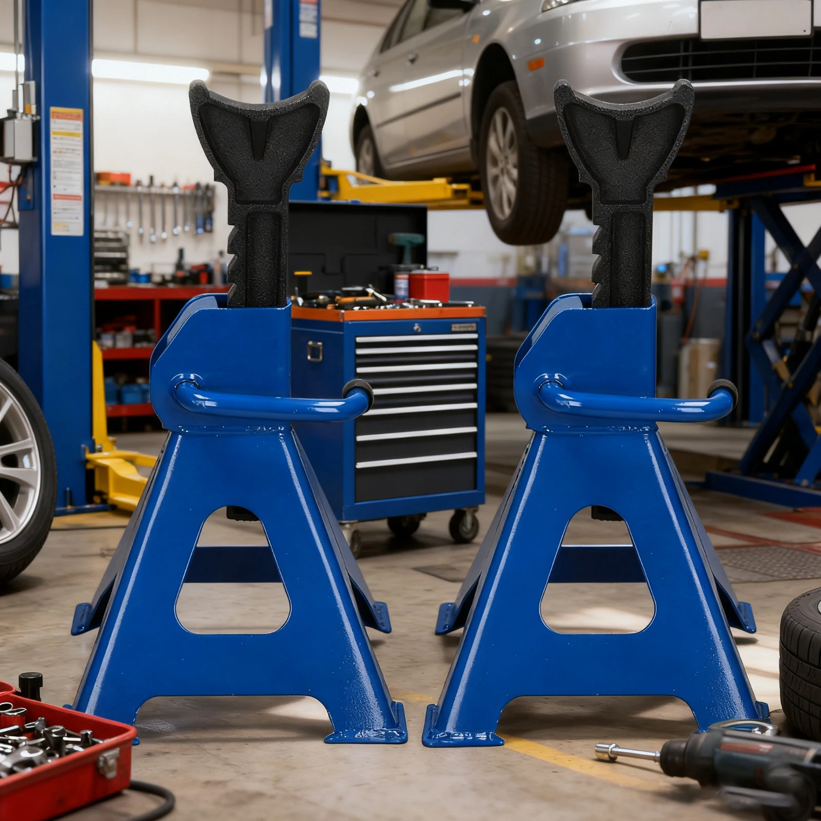 Supporti per cric da 3 tonnellate (6600 libbre) Supporti per cric in acciaio resistente Supporto di sollevamento Supporti per martinetto regolabili per sollevamento riparazione auto pickup