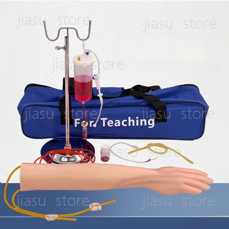 

IV Practice Arm Kit for Venipuncture Practice Phlebotomy Arm with Infusion Stand Practice PVC Latex Arm with a Storage Handbag
