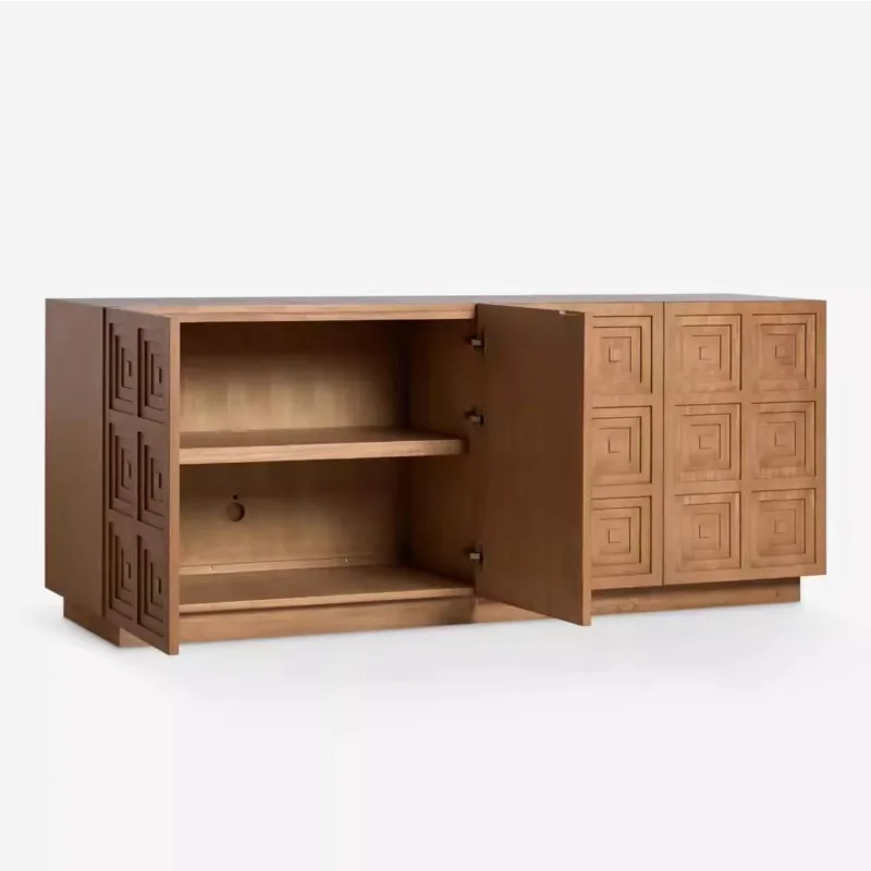 

French retro solid wood entrance cabinet, American luxury sideboard, home hotel furniture