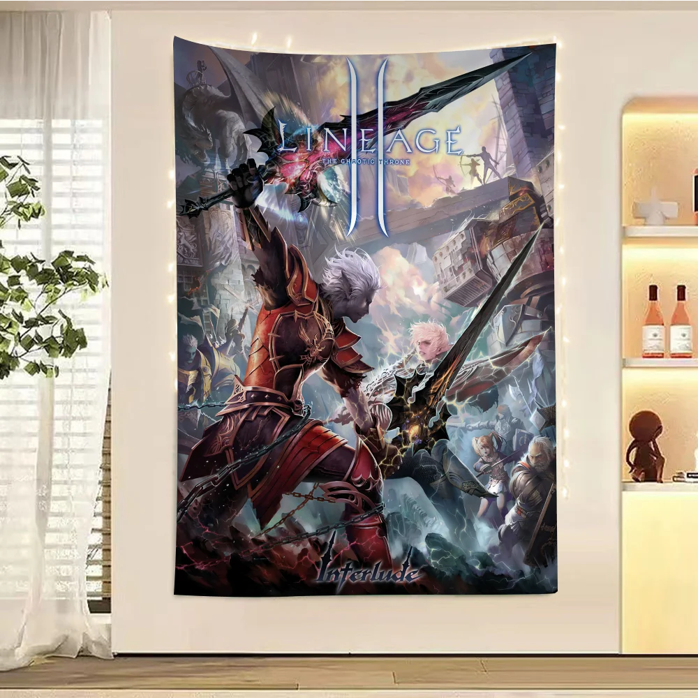 Lineage 2 DIY Wall Tapestry Art Science Fiction Room Home Decor Wall Art Decor