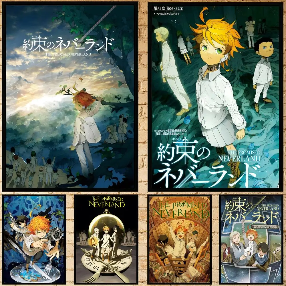 anime The Promised Neverland Poster Poster HD Waterproof Self-adhesive Art Print Wall Decor for Bedroom Living Room Gift