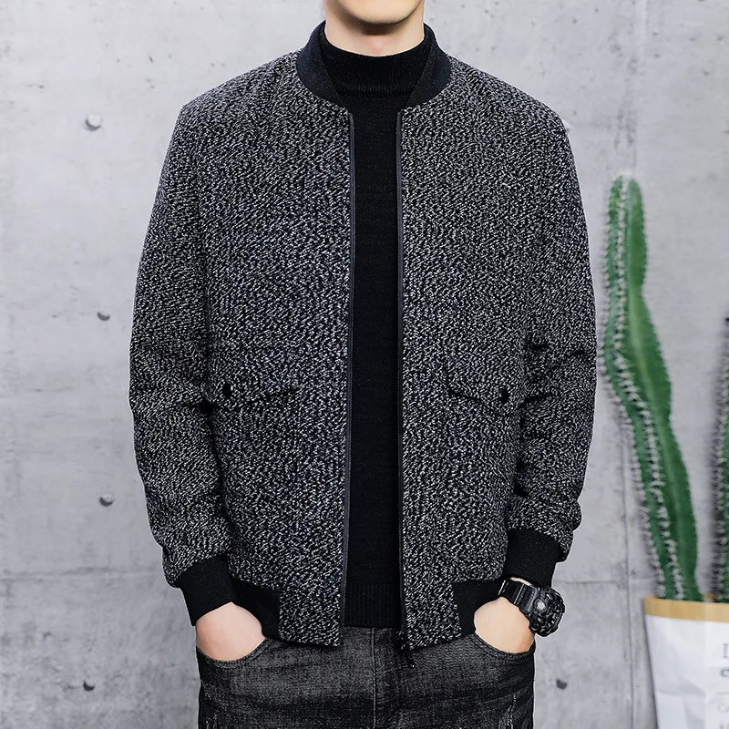 

Woolen Jacket Spring And Autumn New Men's Baseball Collar Casual Woolen Coat Stand-up Collar Jacket