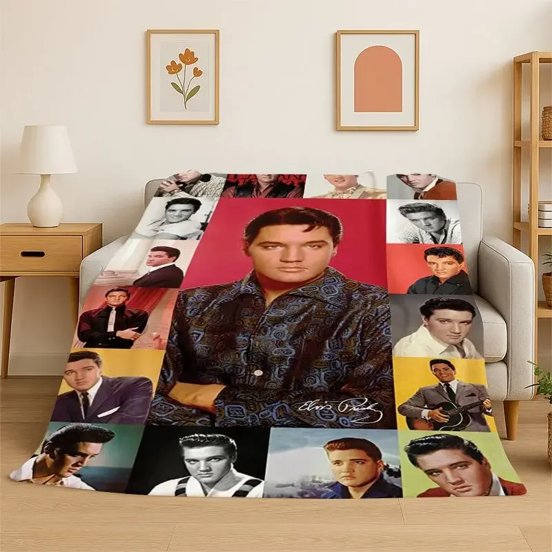 Retro The King E-Elvis Presley Soft Flannel Throw Blanket,Cozy Blanket for Bed,Couch,Sofa,Bedroom,Living Room,Travel,Picnic