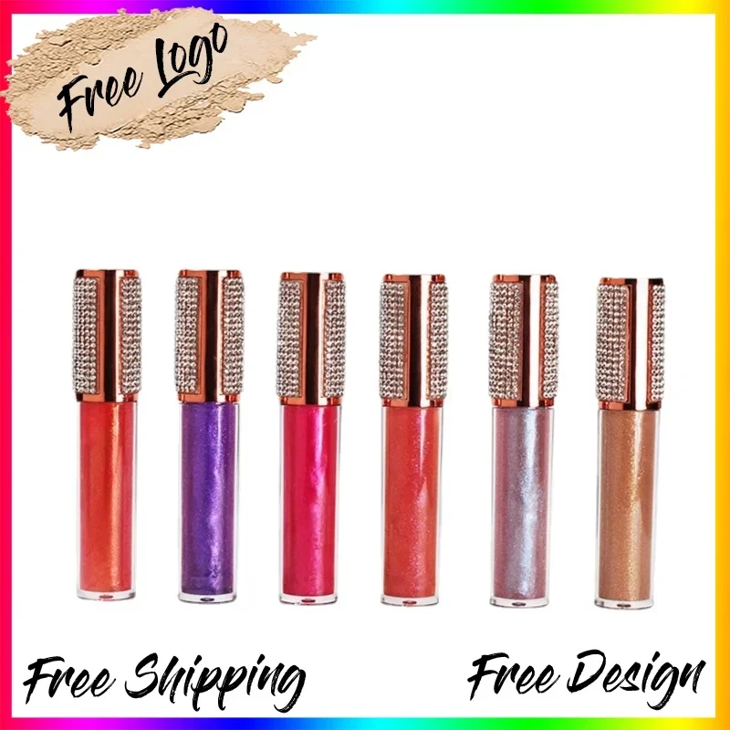 Custom 20colors Moisturizing Highlighter Lipgloss Water Long Lasting Sexy Nourishing Sparkling Liquid Lipstick Bulk Makeup