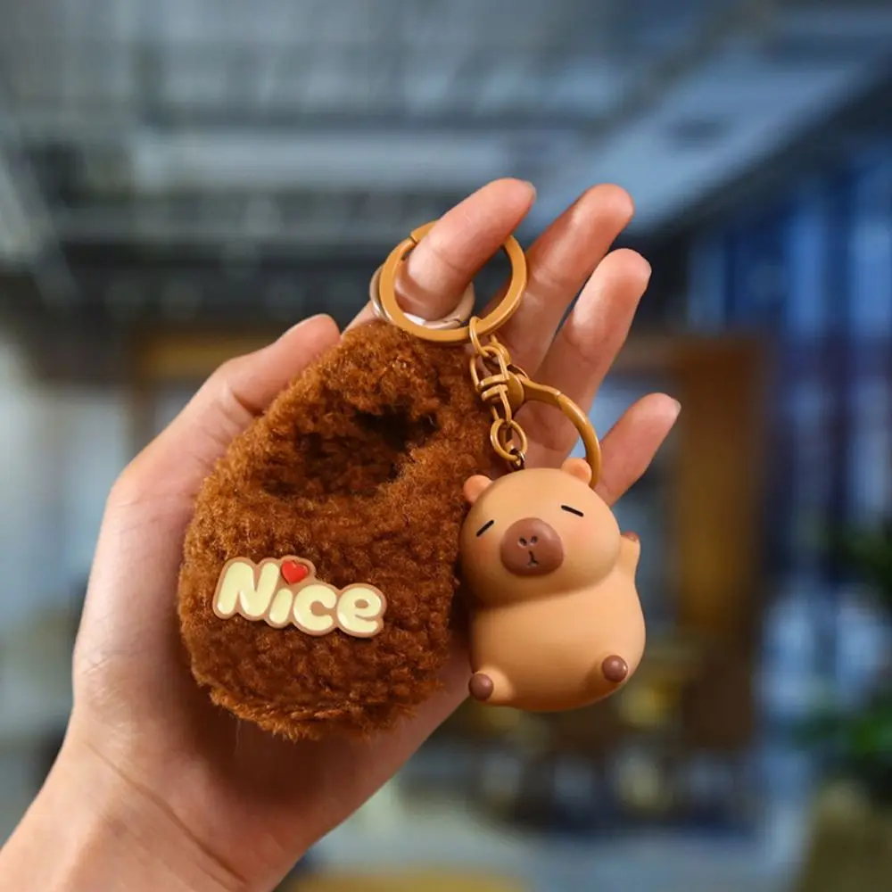 Creative Cute Animals Capybara Keychain Cartoon Plush Doll Plush Couple Keychains Sweet Bag Decoration Hanging Decoration