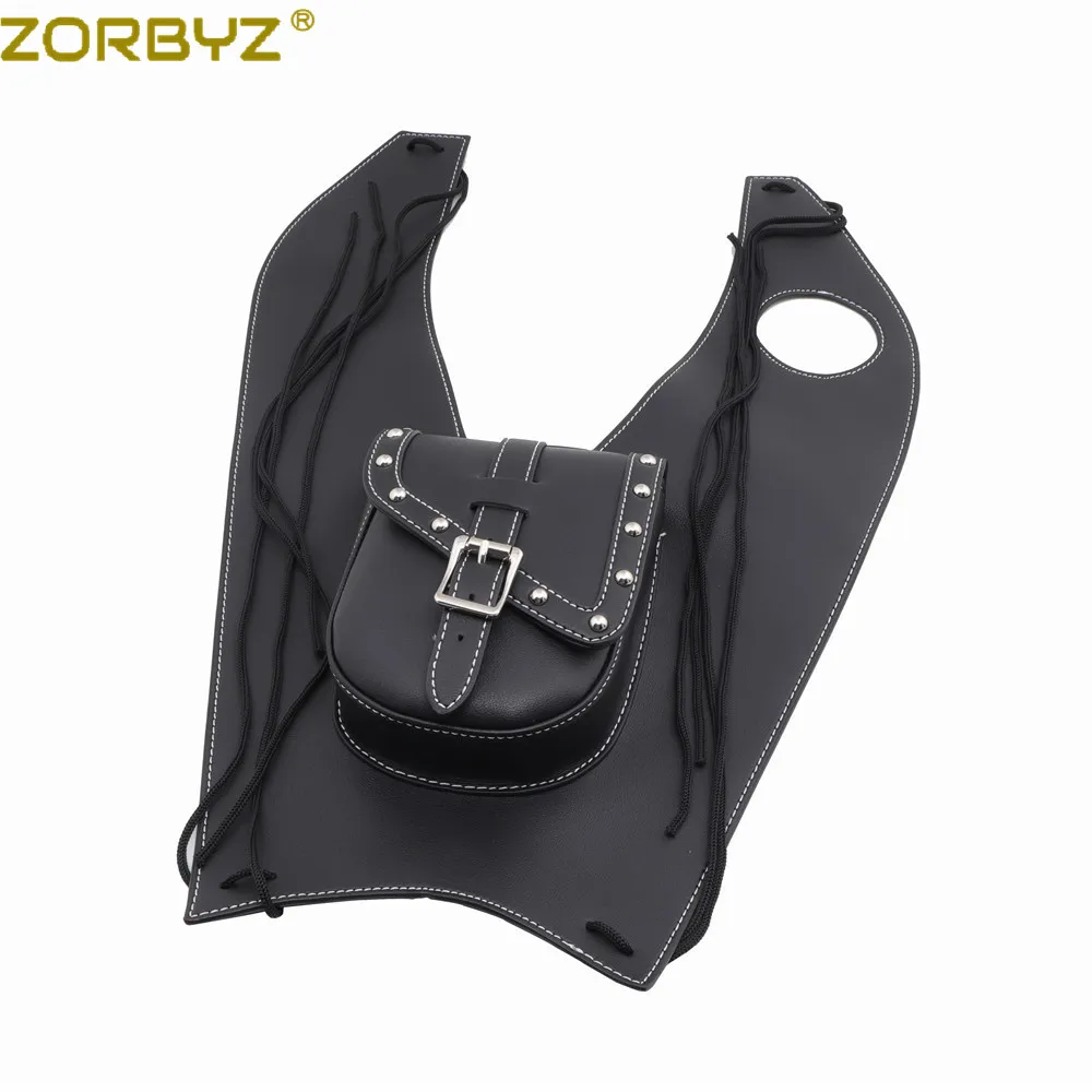 ZORBYZ Black Artificial Leather Tank Cap Panel Cover Pad Bag For Suzuki Intruder Volusia VL800 Motorcycle