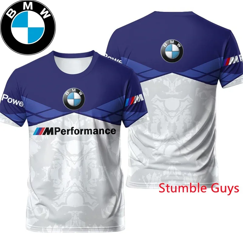 الصيف BMW M قوة الرجال تي شيرتات قصيرة الاكمام الرياضة دراجة نارية سباق الحد الأدنى عادي سهلة مباراة ملابس كاجوال ​