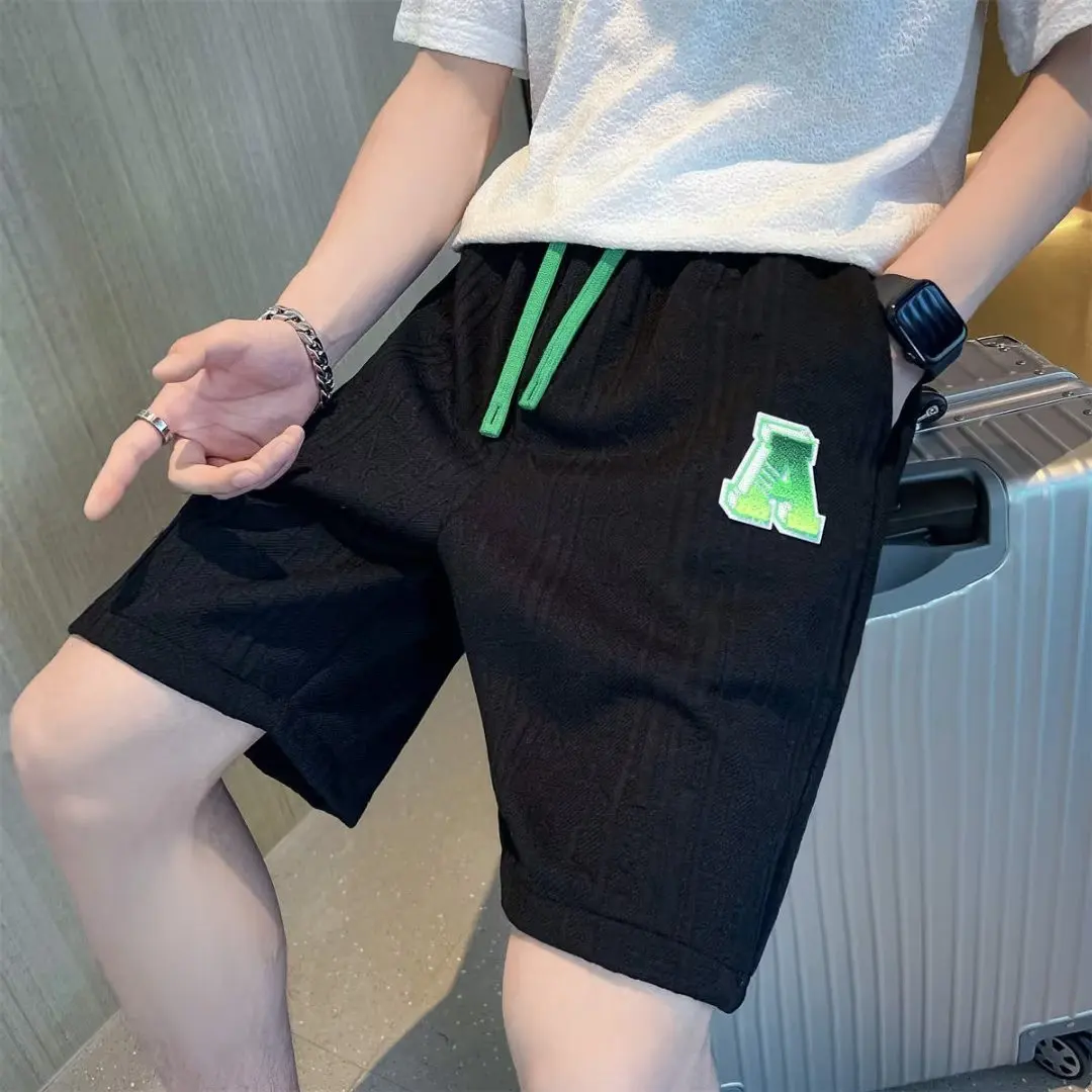 2023 Spring Men\'s Shorts Korean Fashion Green Shorts Harajuku High Street Men\'s Clothing Men\'s Casual Shorts At Home New