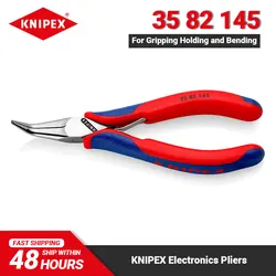 KNIPEX 35 82 145 Electronics Pliers with Box Joint Flat Tips Needle-nose Pliers with Multi-component Half-round Jaws Tools