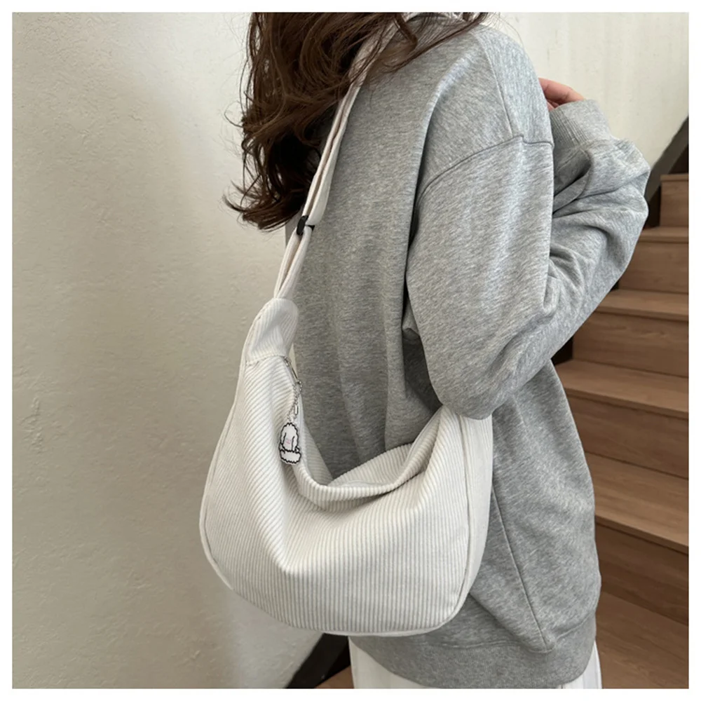 Corduroy Crescent Bags Women Fashion Crossbody Bag Girls Large Capacity Shoulder Bag Casual Hobo Trendy Messenger Bag Totes