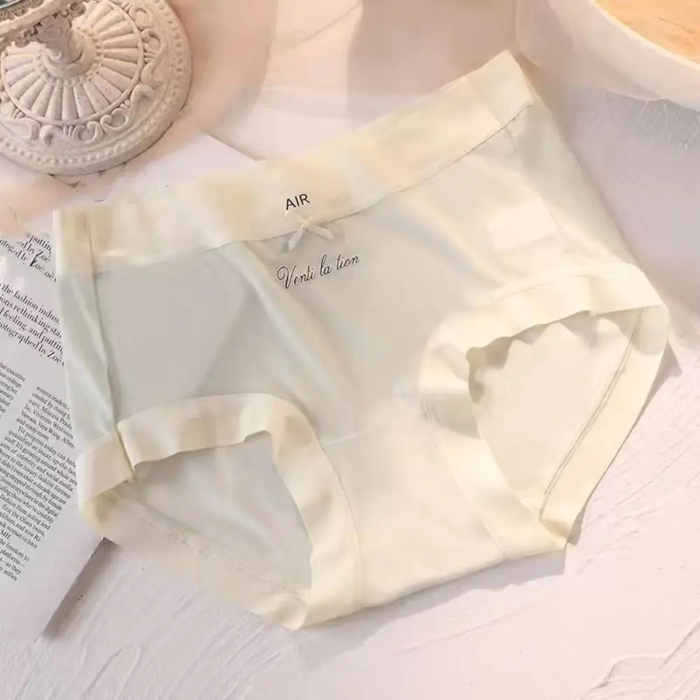 5 قطعة منتصف الخصر الحرير الجليد سراويل القطن المنشعب شبكة الملابس الداخلية سلس ملخصات الإناث الملابس الداخلية Bowknot المرأة رقيقة السروال