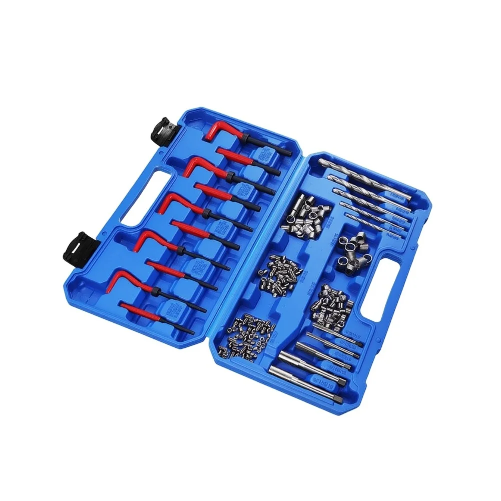 131PCS Thread Repair Kit Blue Silver Metal Rethreading Tool Set For Damaged Stripped Threads Restoration Automotive Maintenance view 4