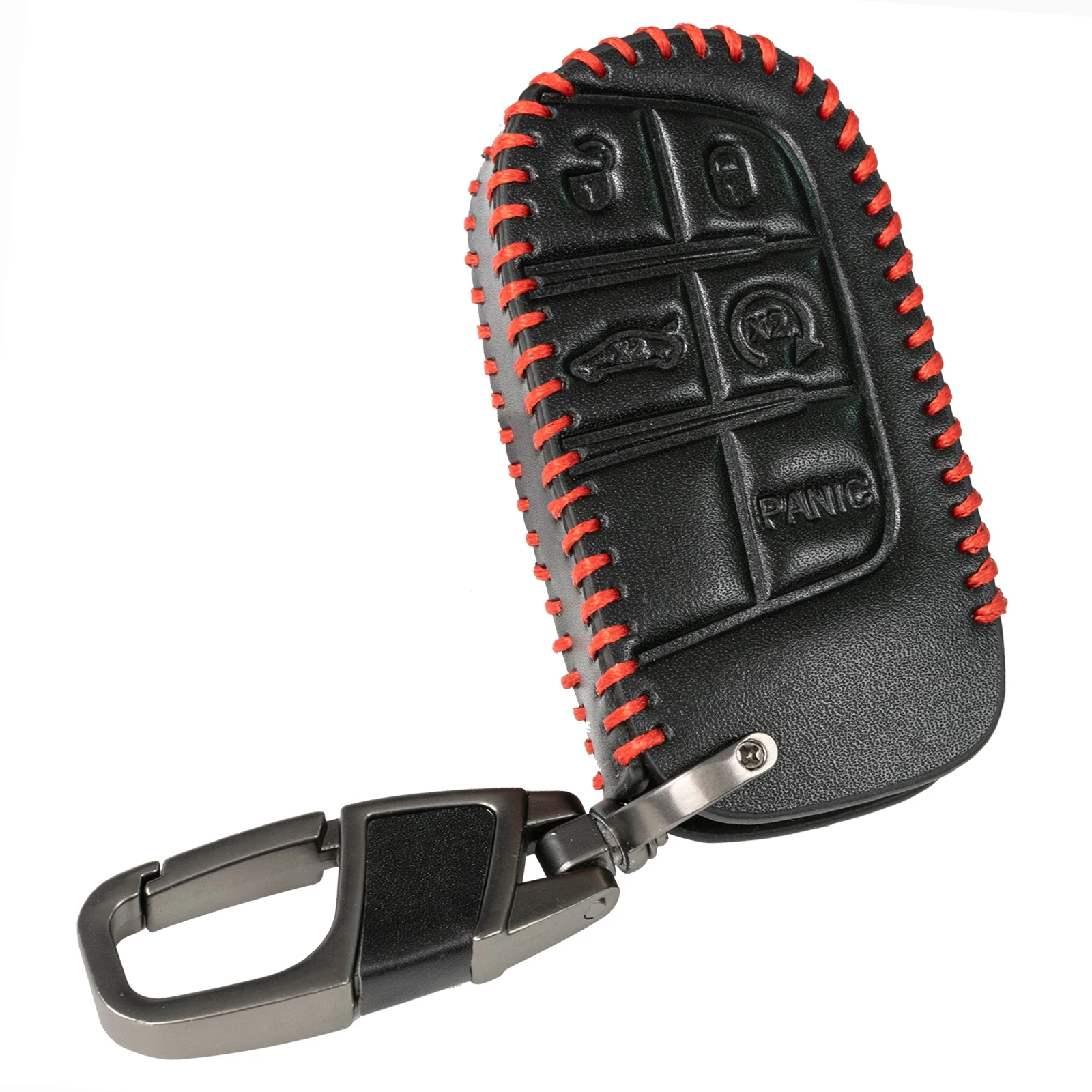 For Jeep Grand Cherokee Compass Dodge Charger Chrysler 200 300 300C Remote Key Cover Case Protect Key Chain Ring PU Leather Auto view 3