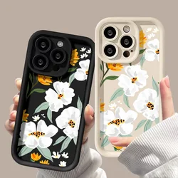 Liquid Silicone Cases For iPhone 11 Case iPhone 15 Pro Max 13 12 14 XS X XR 7 8 Plus SE 2020 2022 Retro Flower Shockproof Cover