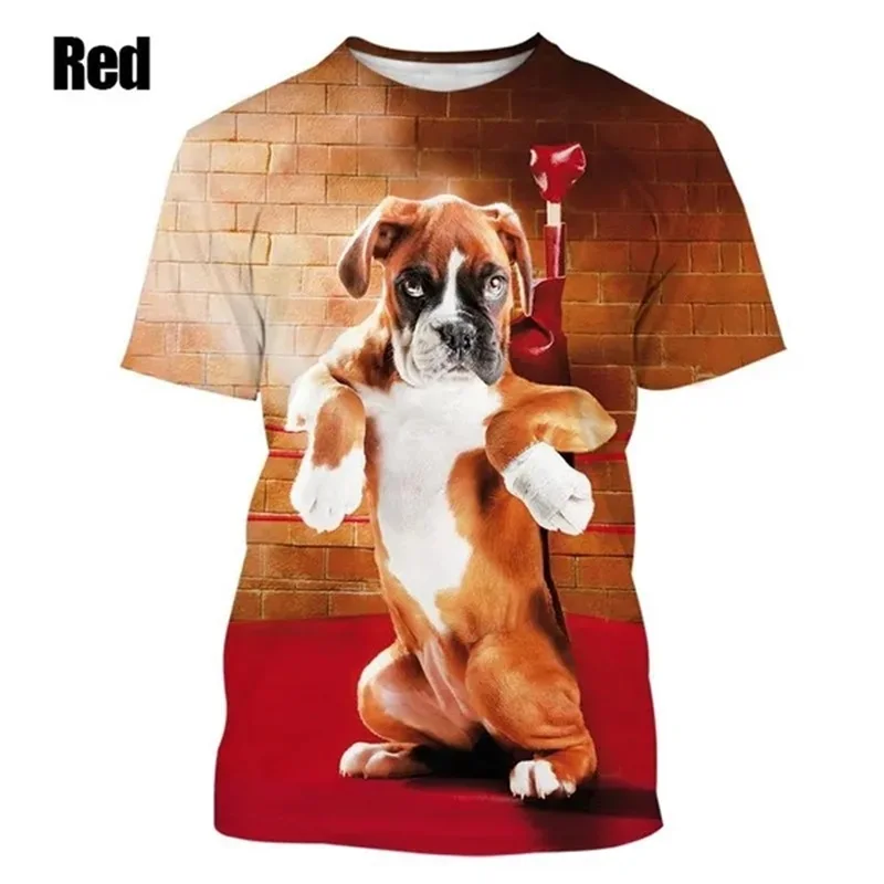 Men\'s Cute Animal Boxer Dog Tshirt Creative Casual Funny Boxer Dog T-Shirt Tops Short Sleeve Plus Size Men Tee Shirt Streetwear