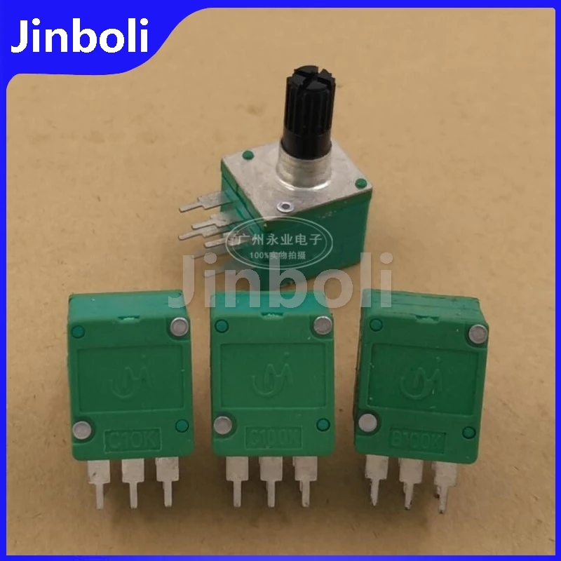 1PCS WH130 12 Type Double Precision Potentiometer C10K C100K B100K Amplifier Audio Volume Potentiometer 6Pins Shaft Length 15MM