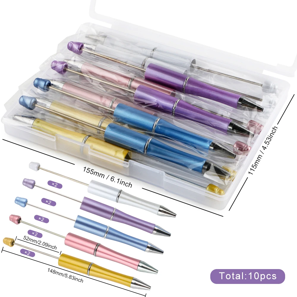 1set/Box  Bead Pen Plastic Ballpoint Pen DIY Beaded Pen School Office Writing Supplies Stationery Wedding Gift Accessories
