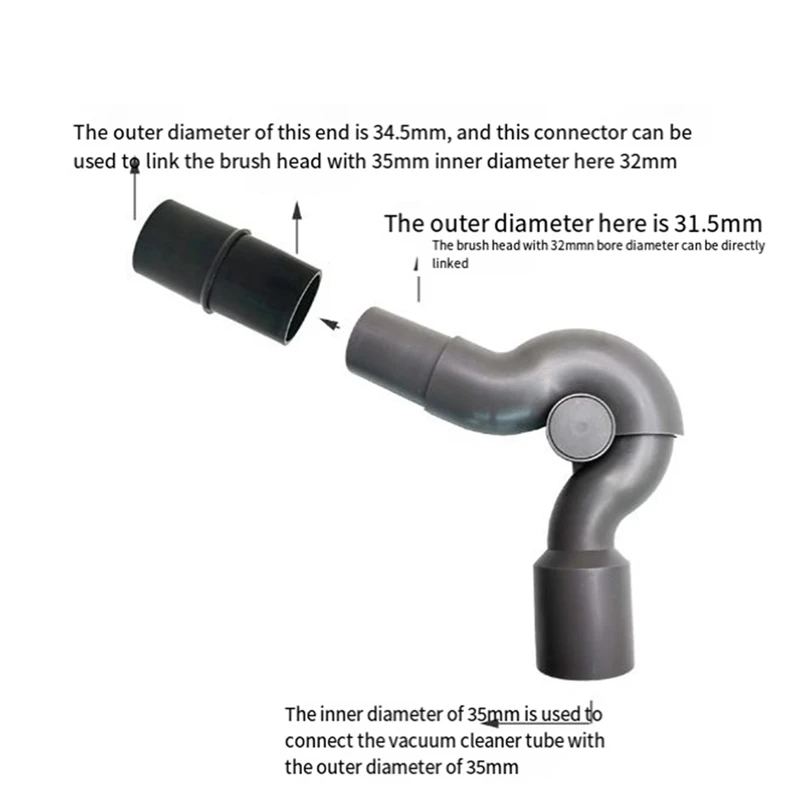 A16R-1Set Universal Elbow Adapter Bottom 35-32Mm Bore Quick Release Tool Bottom Adapter Vacuum Cleaner Accessories No Bending