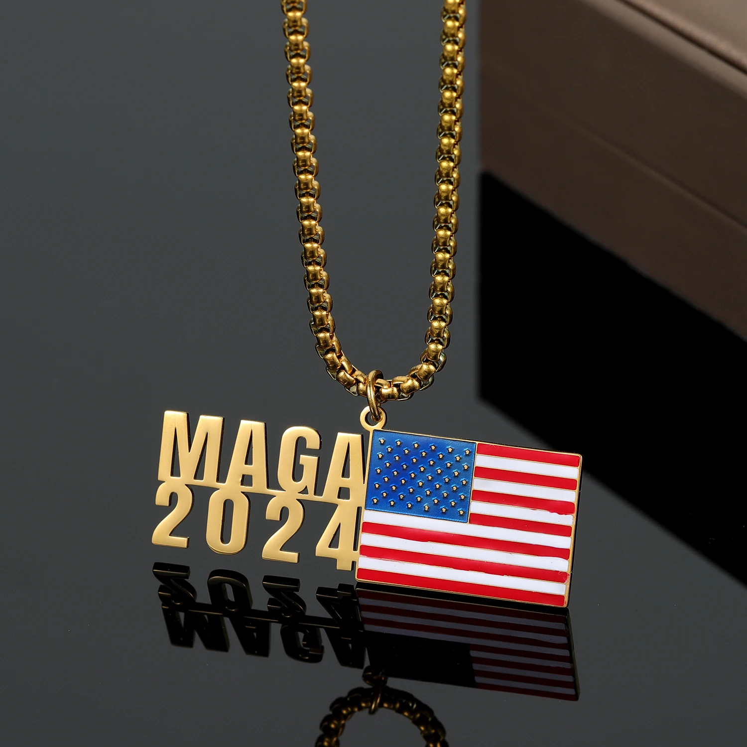 2024 Custom Mens American Flag Necklace Stainless Steel Name Necklace Personalized Enamel Flag Jewelry Patriotism Spirit Gift