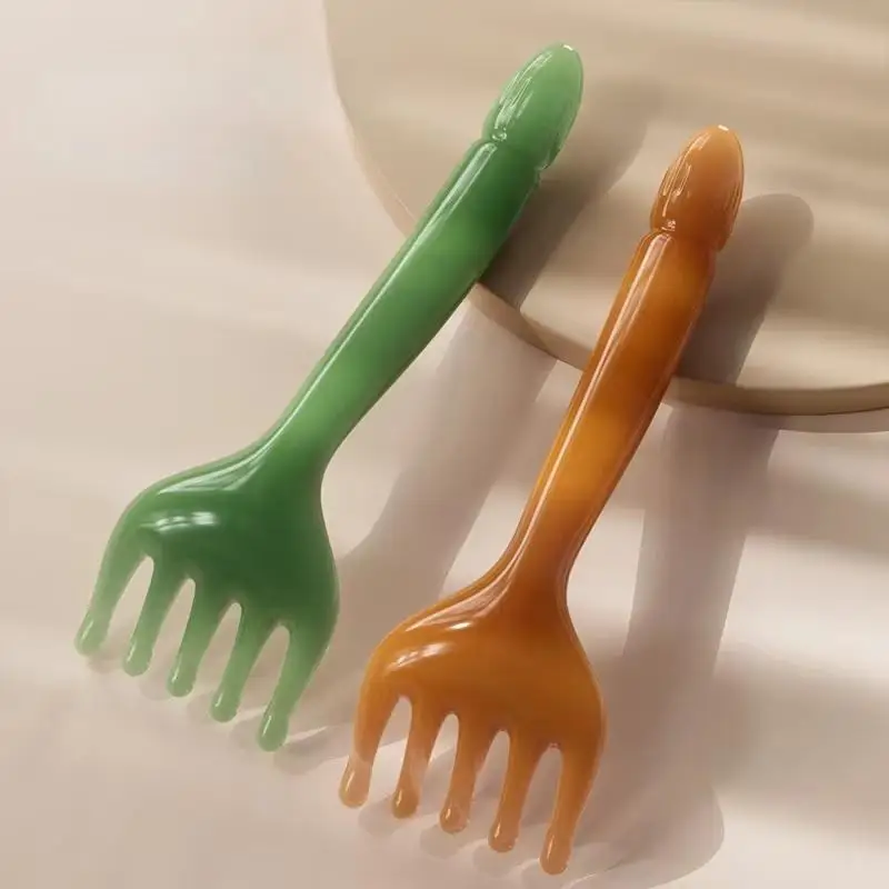 New Amber Resin Five Claw Head Massager Smooth Round Tips For Stress Relief Home Daily Full Body Use