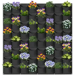 64 Pockets  Hanging Planter Bags, Wall Mounted Planting Grow Bags For Garden Outdoor Indoor Gardening Greening Flower Container