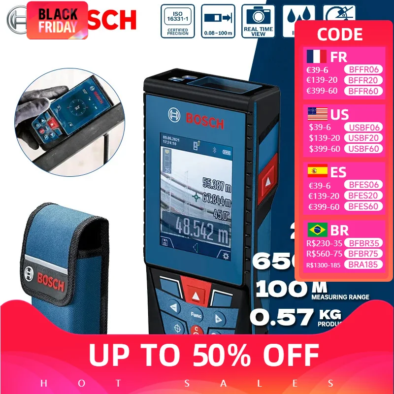 BOSCH GLM 100-25 C Laser Measure 100M Distance Meter Integrated Camera Hight Precise Range Finder Measure tool GLM100-25C