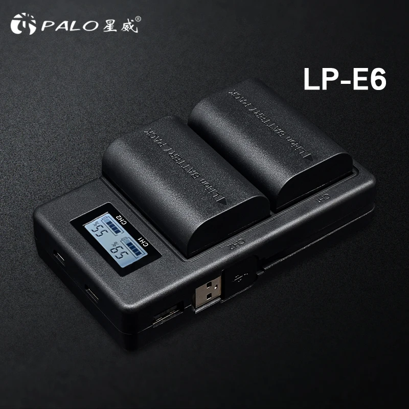 PALO 2850mAh LP-E6 LP E6 LP-E6N LPE6 Camera Battery For Canon EOS 6D 7D 5D Mark II III IV 60D 60Da 70D 80D 5DS R XC10 Camera