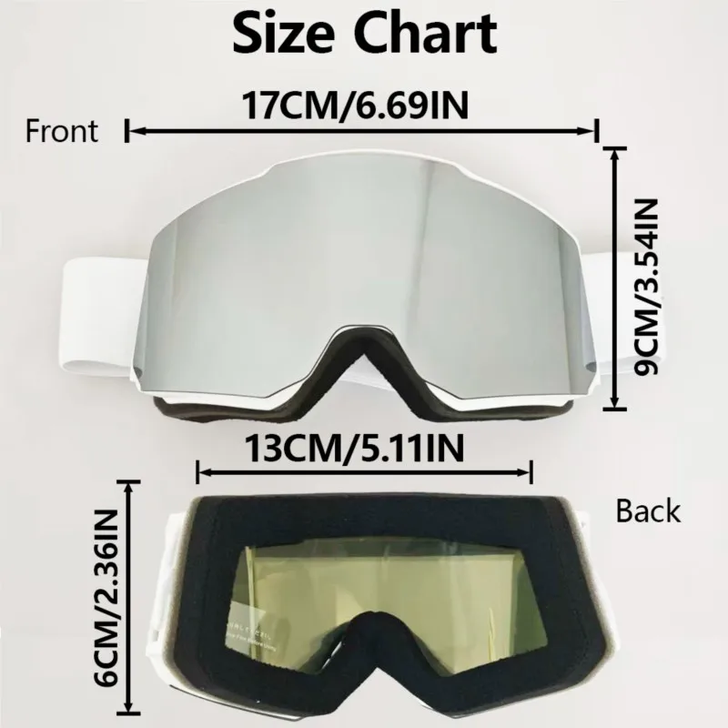 Outdoor Snow Sport Adult Anti-Shock Goggles, Dual Vent Fog Resistant Construction, Windproof Secure Wearing Strap