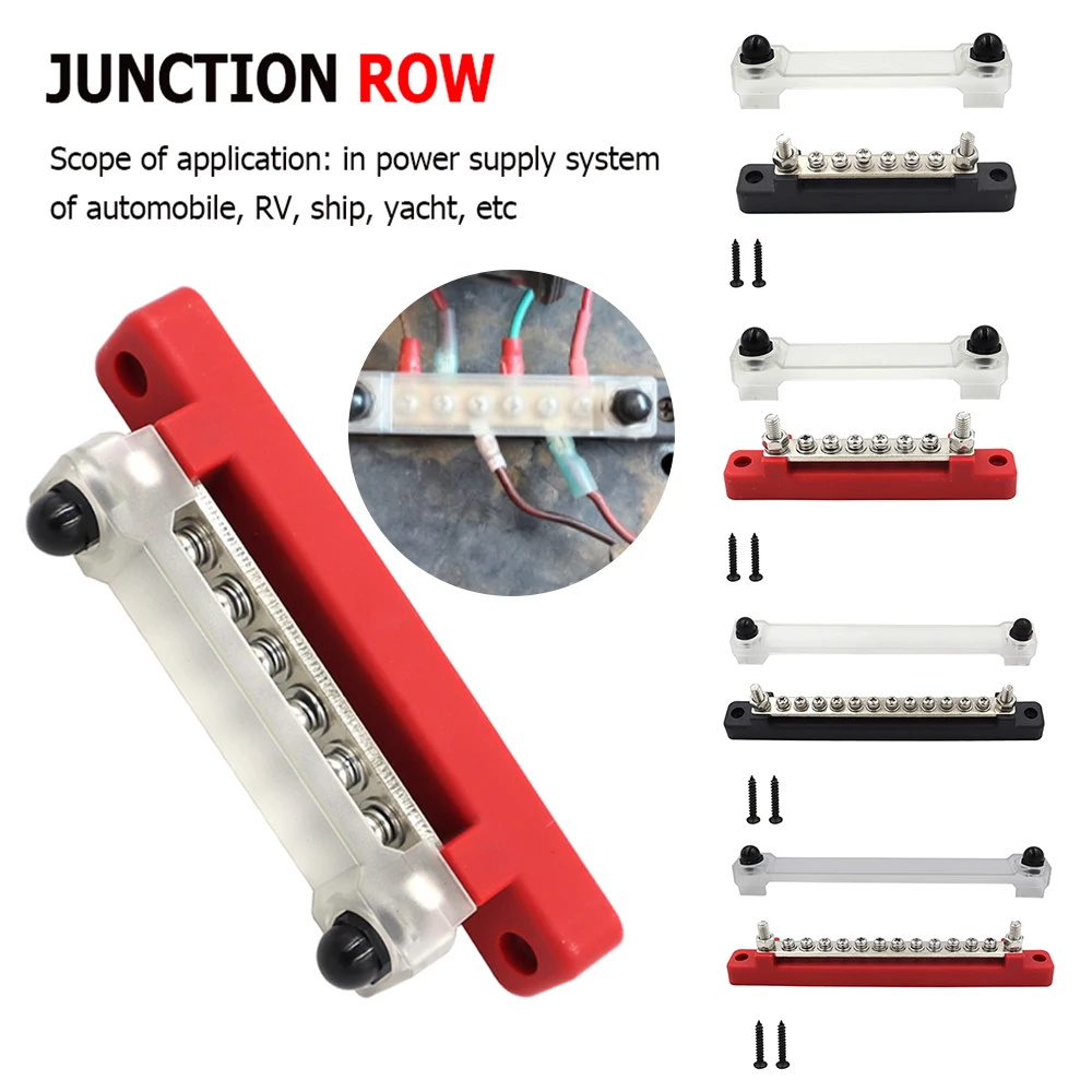 12/6 Way Bus Bar Terminal Block 48V DC 150A Power Distribution Block Automobile Car Power Distribution Earthing Block for RV