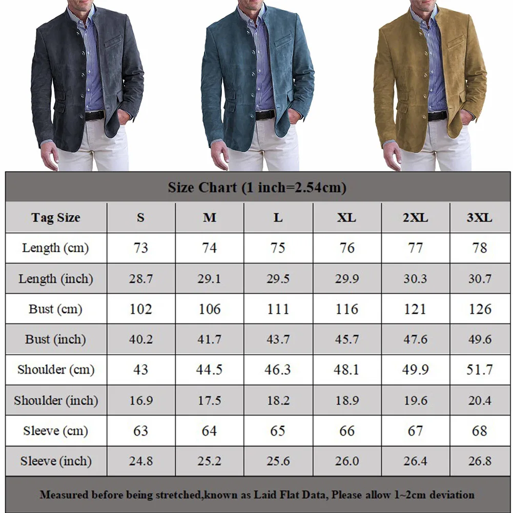 Mens Autumn Winter Stand Collar Single Row Blazers Vintage British Style Jackets