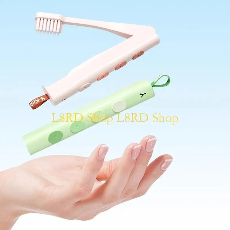 L8RD Foldable Toothbrush Space Saving Design Anti Slip Handle Y Hanging Loop