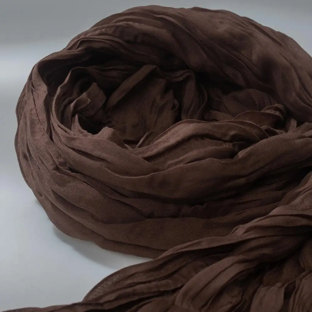 Women Scarf Comfortable Shawl Women’s Retro Pleated Scarf Soft Flax Shawl Accessory Thin Lightweight Wrap for Wear Outdoor
