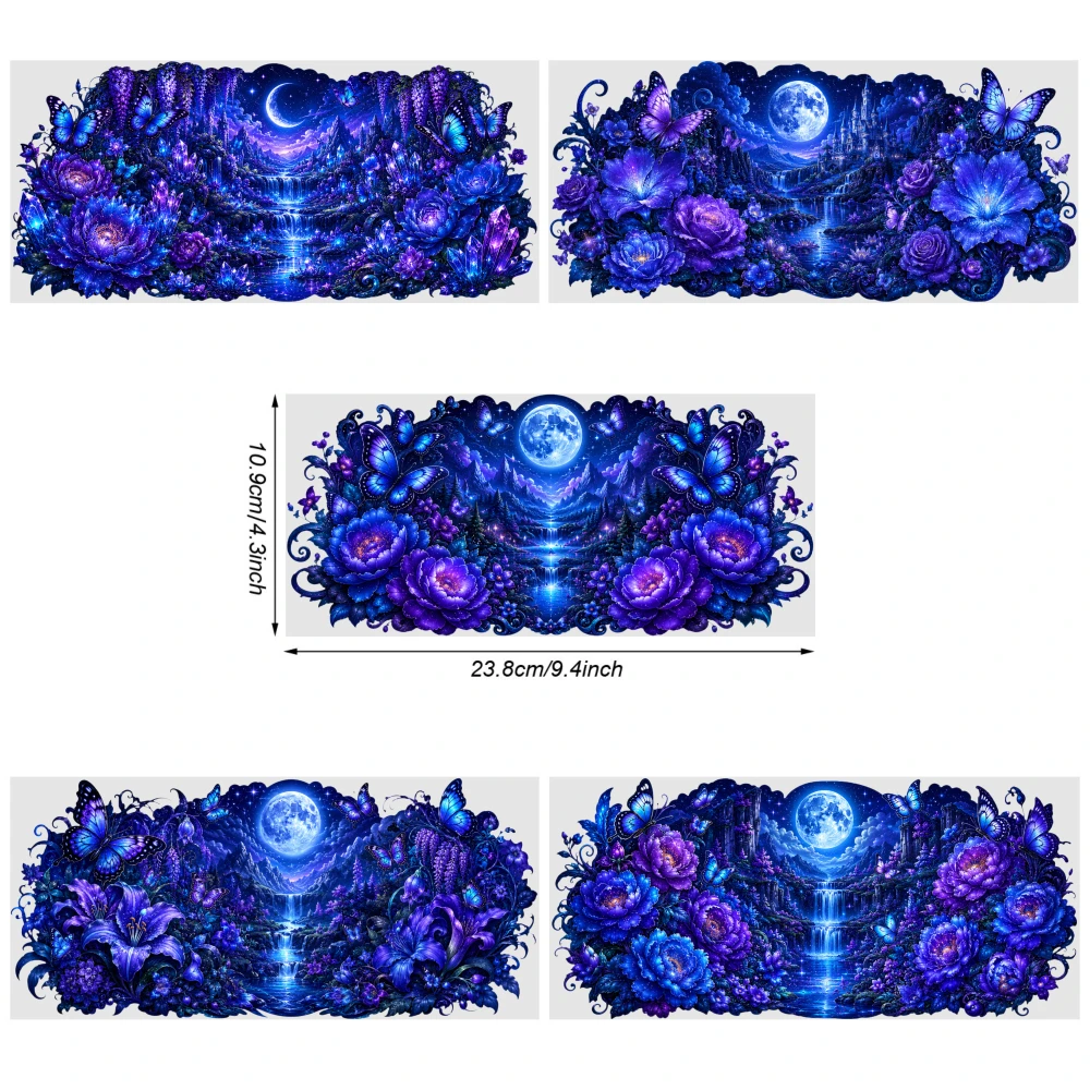5 Sheets Mystical Moonlit Floral Cascade UV DTF Stickers DIY Water Bottle Glass UV DTF Stickers Mug Decoration Gift