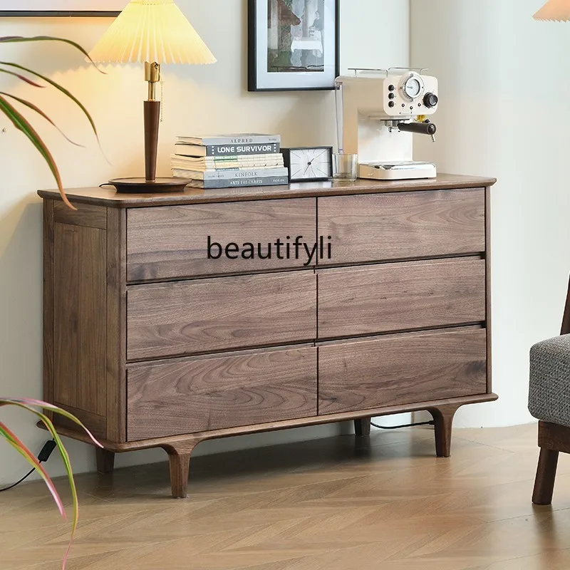 

North American black walnut six-chest cabinet solid wood locker dining side, porch tea cupboard