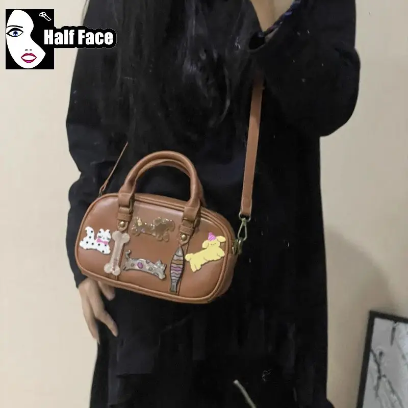 Y2K Spicy Girls Harajuku Women's Gothic Punk One Shoulder Lolita Cute Dog Vintage  Academy Style Handbag Crossbody Bags Tote