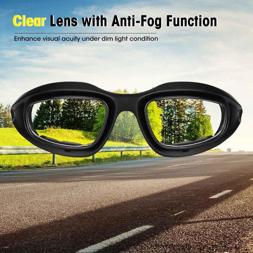 Óculos polarizados para motocicleta, proteção ocular, Windproof Moto Goggles, Antifog Clear Lens, Óculos de tiro, UV400