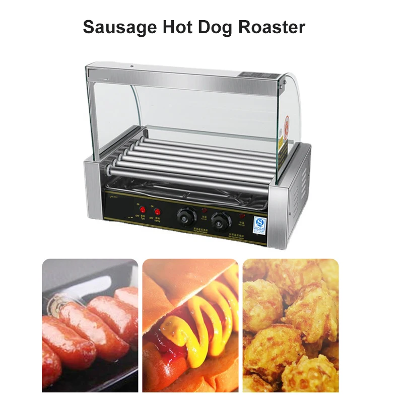 Electric Covered Sausage  Roaster Multifunction Hot Dog Kebab Machine Commercial Teppanyaki Barbecue  Maker For Stainless Steel