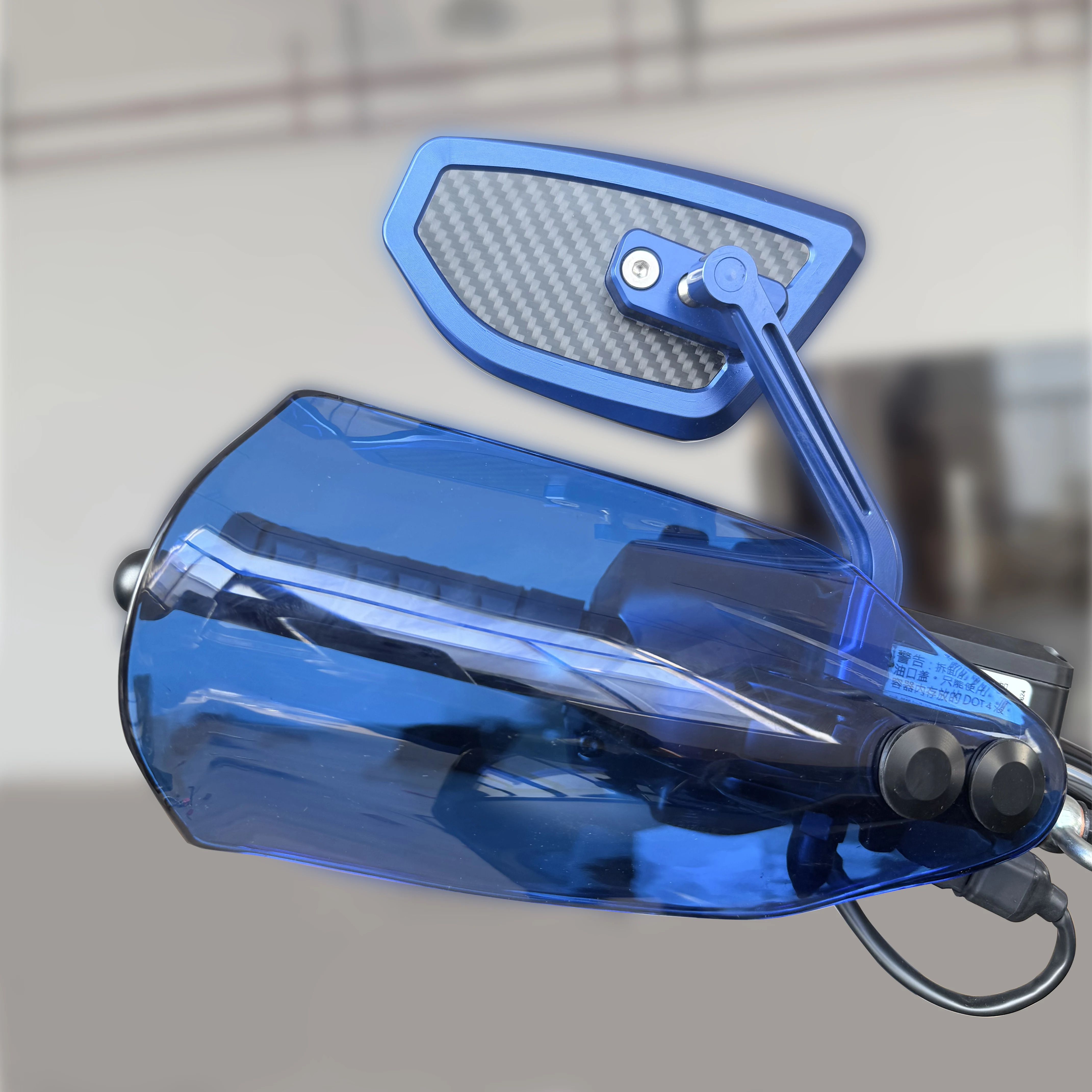 パフォーマンススタイルミラー バックミラー CNC&カーボン スリムルック&ウェーブPC 4mm ハンドガード ハンドシールド ハーレーツーリング ソフテイル用