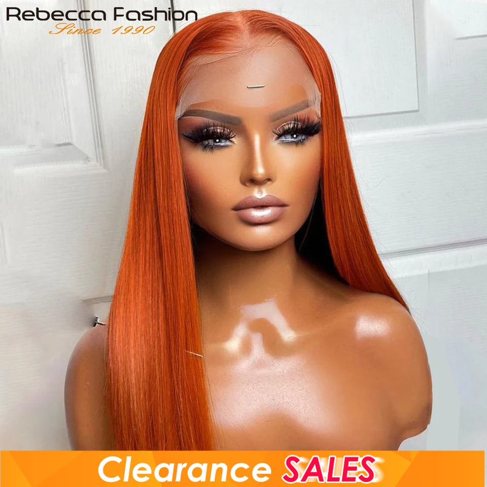 Ginger Orange Bone Straight 13x5x1 T Lace Front Wigs Human Hair Peruvian Ombre Honey Blonde Colored Human Hair Wig For WomeN