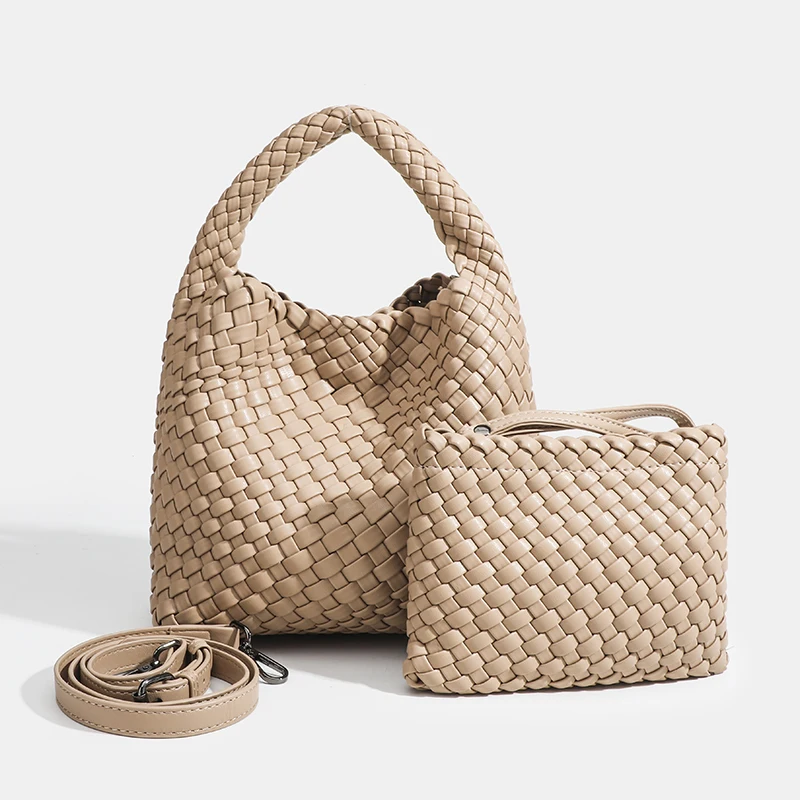 Luxury women bags Designer luxury bag Woven tote 2024 Popular woven crossbody bag for women Soft casual pu handbag for women