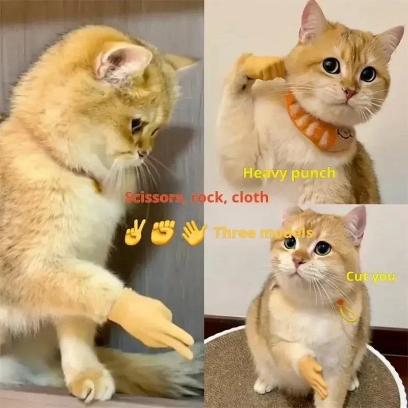 Katzen-Finger-Gesten-Handschuhe Kreatives Dehnbares TPR-Spielzeug Hohe Elastizität Interaktives Katzenspielzeug Sicheres Haustierspielzeug Lustiges Tierpfoten-Design – Detail 12