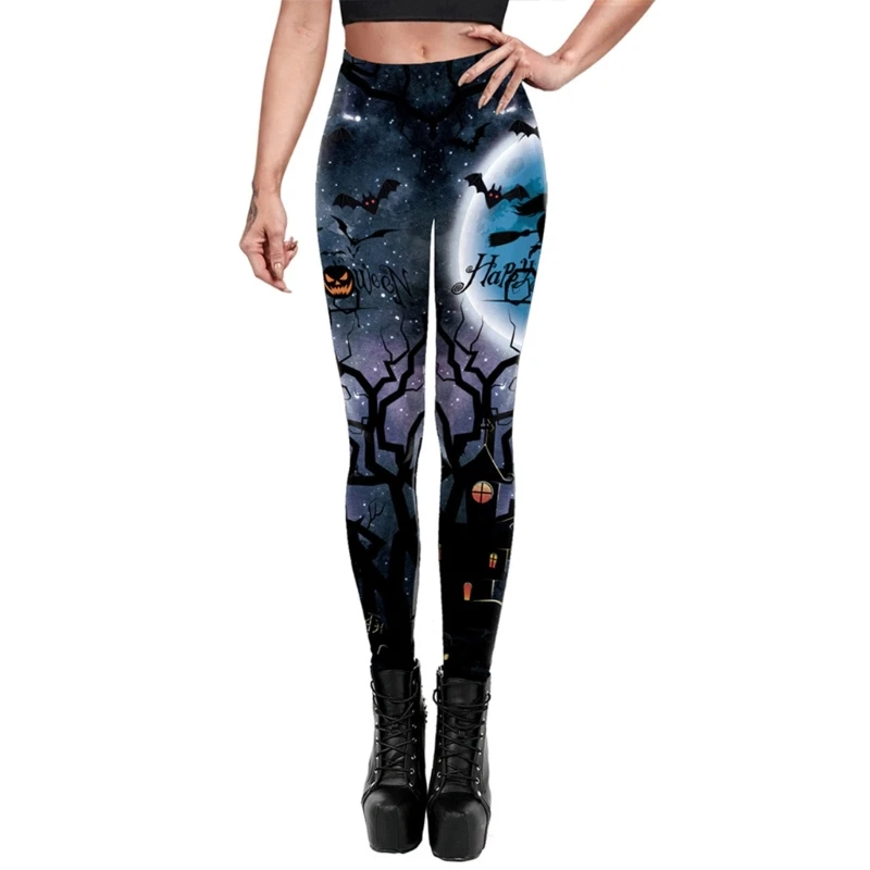 

Women Halloween Printed Leggings Fitness Push Up High Waist Elastic Slim Tights Leggings Gym Sport Pant Soft Training Outfits