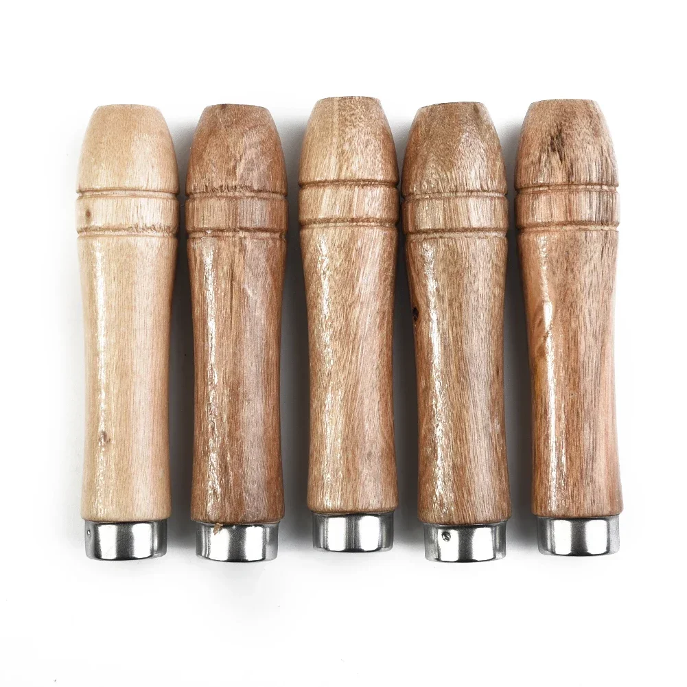 5pcs Wooden File Handle Strong Metal Collar For File Craft Polishing 9cm For Glass Wood Carving Filing Rust Proof Hand Tool