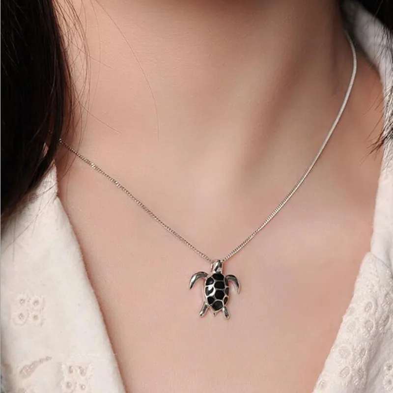 

S925 Sterling Silver Female Big Pendant Chain Elegant Tortoise Sweet Necklace for Women Fashion Turtle Animal Fine Jewelry Chain