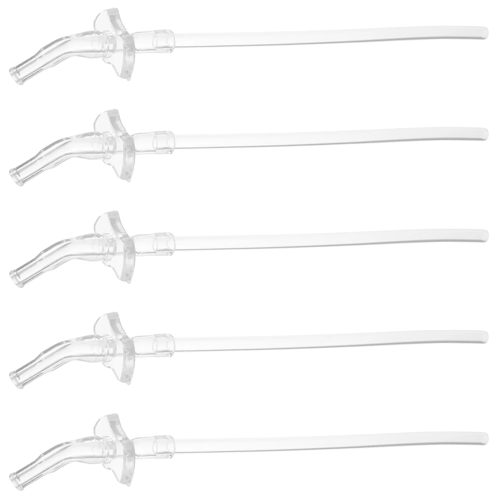 

5 Sets Silicone Straw Water Bottles for Kids Reusable Cup Straws with Case Sippy Spout Wear-resistant Liquid Baby Accessories