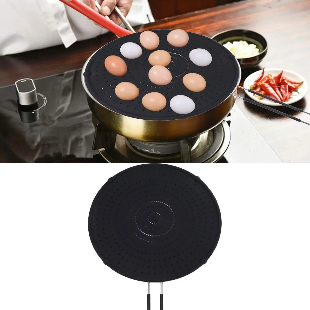 

Oil Barrier Net Heat-resistant Splatter Screen Silicone Non Stick Oil Splash Guard Black Multi-use Fry Wall Vegetable Drainage